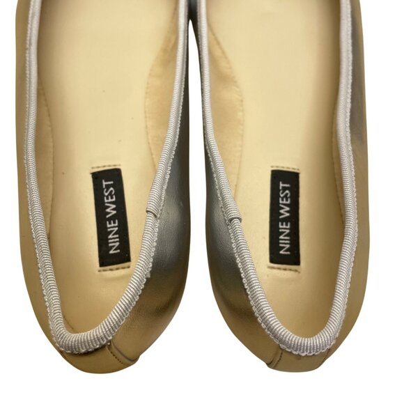 Nine West Women’s Silver Metallic Bow Accent Tootsy 3 Ballet Flats Size 7.5 - Picture 6 of 9